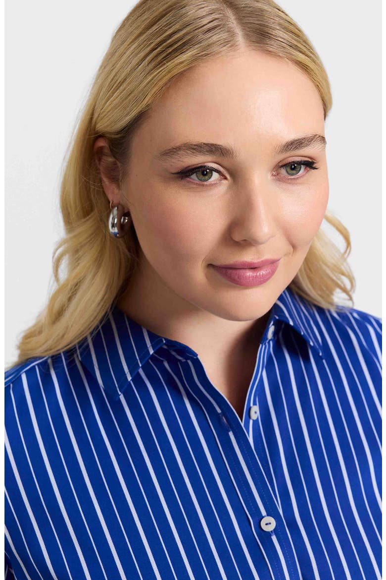 Margie Stripe Button-Up Shirt, Alternate, color, BLUE/ WHITE