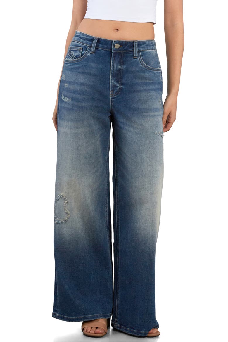 Worn Wide Leg Jeans, Main, color, WORN BLU
