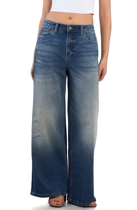 Worn Wide Leg Jeans