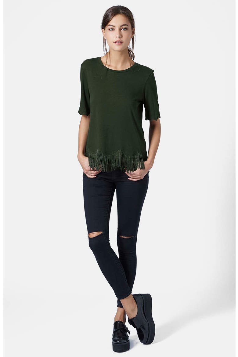 Fringe Scallop Tee, Alternate, color, DARK GREEN
