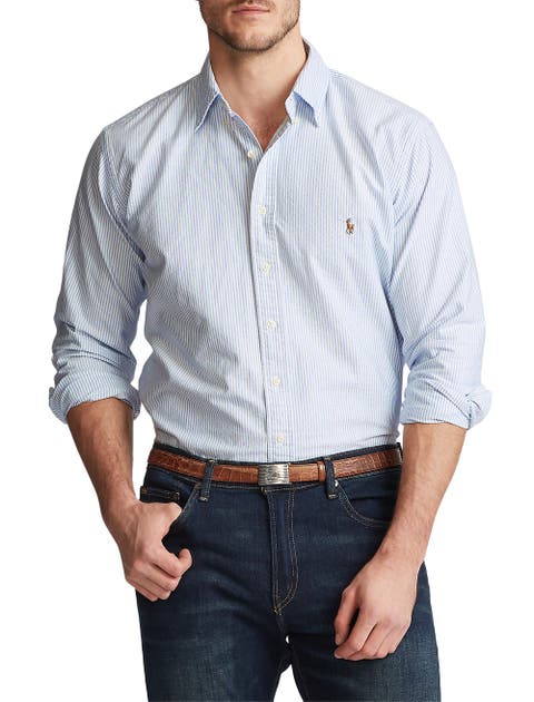 Big & Tall Striped Oxford Sport Shirt