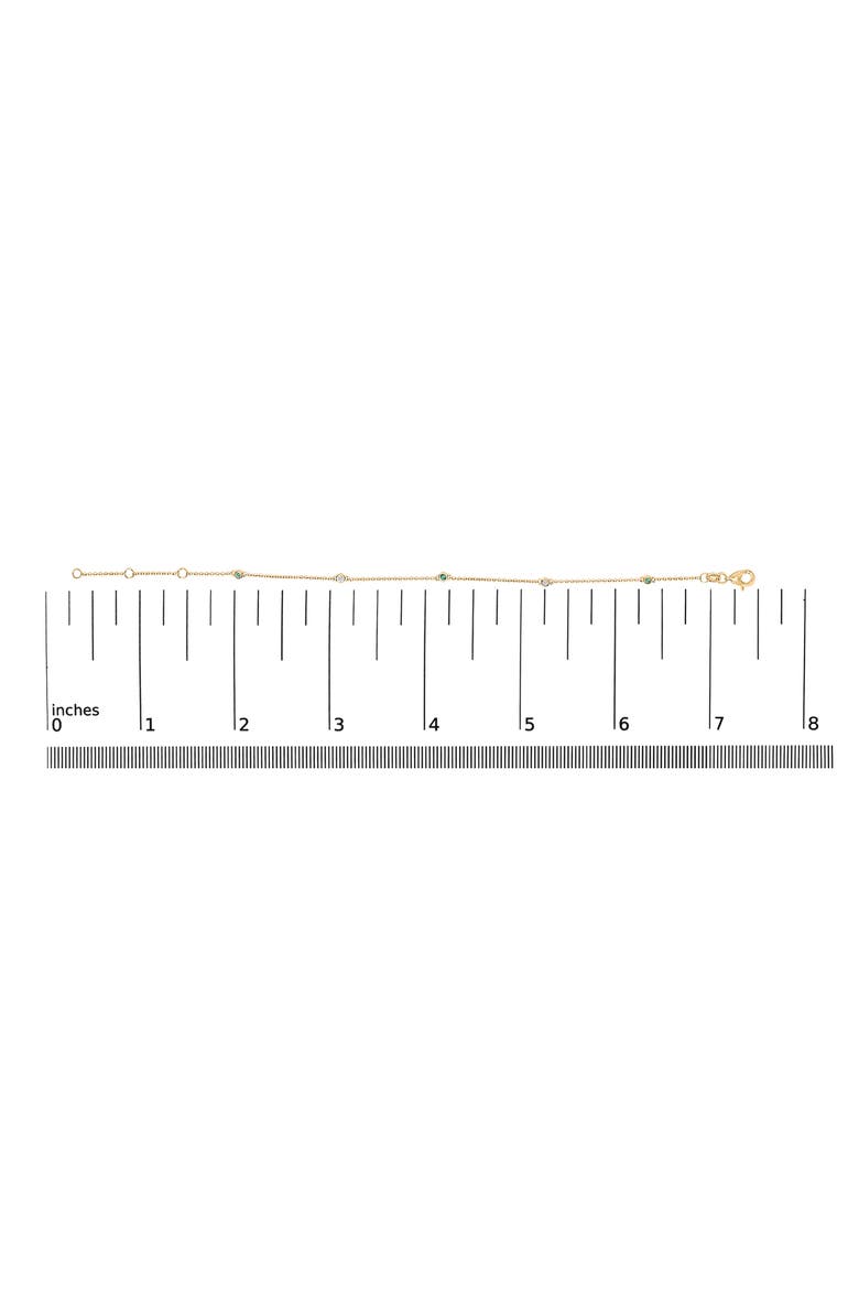 14K Yellow Gold Alternating Green Emerald and Diamond Bezel Station Chain Bracelet, Alternate, color, Yellow