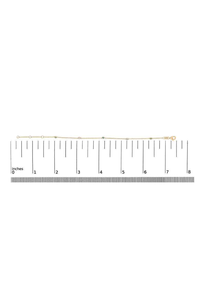 Haus of Brilliance 14K Yellow Gold Alternating Green Emerald and Diamond Bezel Station Chain Bracelet, Alternate, color, Yellow