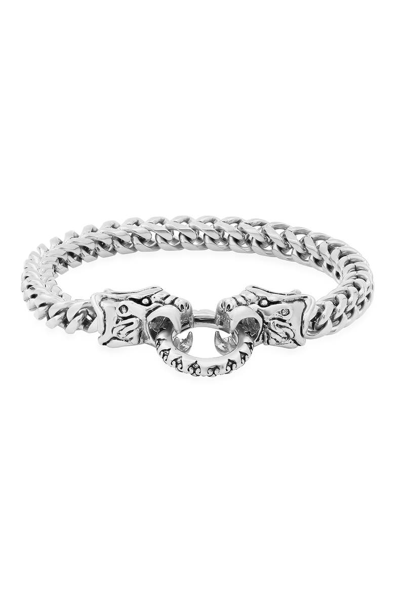 HMY JEWELRY Stainless Steel Dragon Cuff Bracelet, Main, color, METALLIC