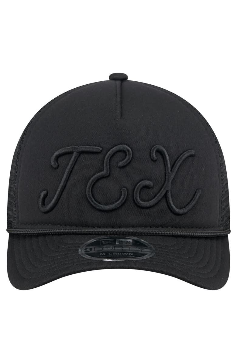 New Era Men's New Era Black Texas Rangers City Initial 9FORTY A-Frame M-Crown Adjustable Trucker Hat, Alternate, color, Black