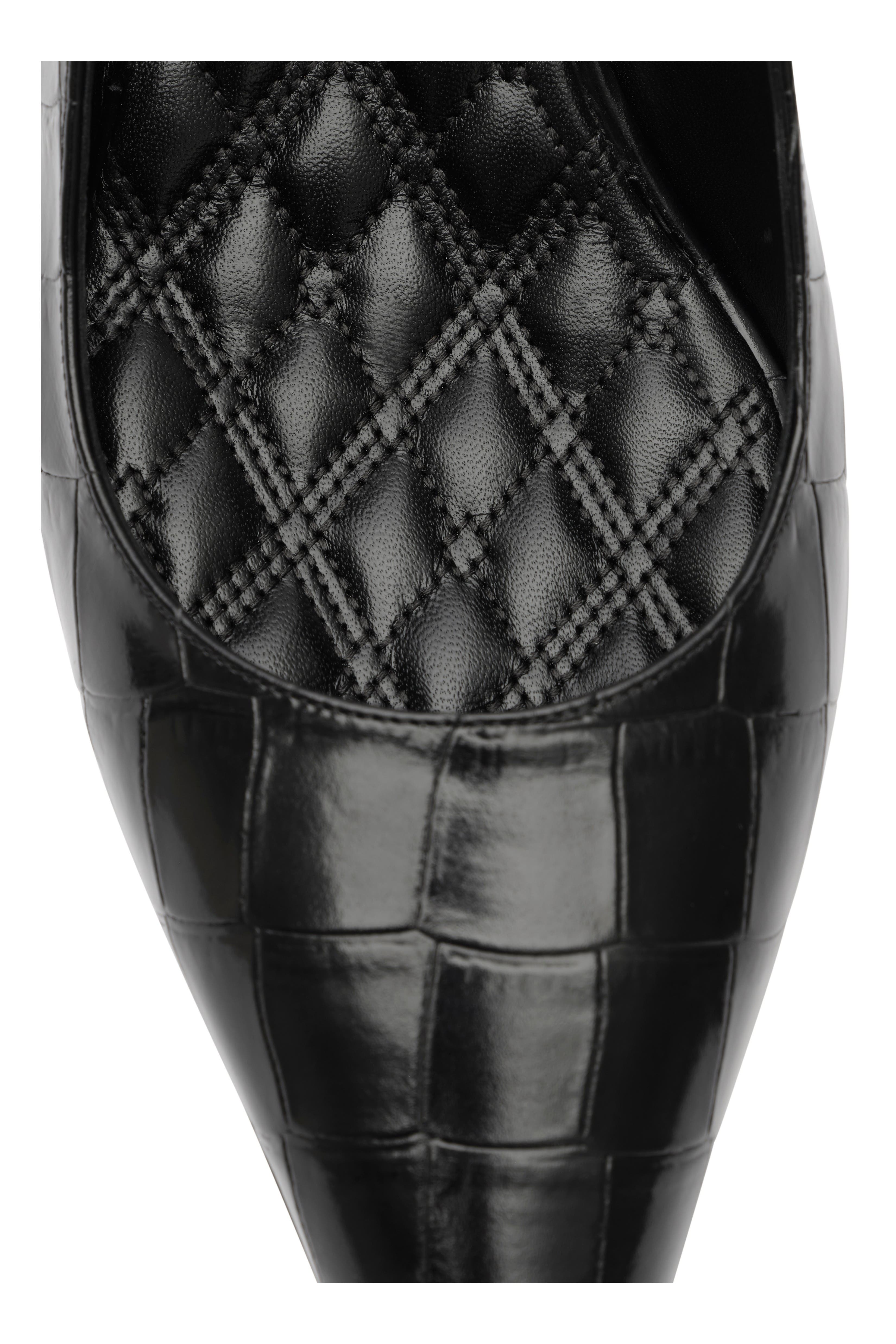 Crocodile-effect Leather Dame Slingback Pumps, Alternate, color, Black