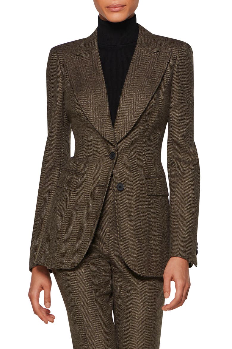 Jones Wool Blazer, Main, color, GREEN HERRINGBONE