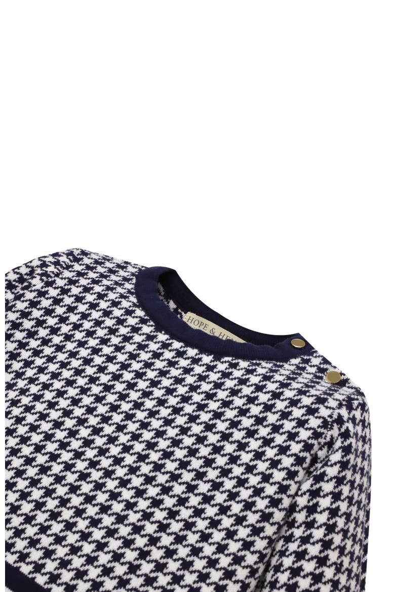 Girls' Fit and Flare Sweater Dress, Toddler, Alternate, color, Navy Houndstooth