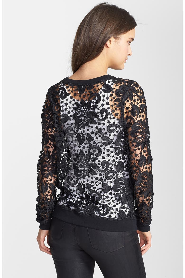 Embroidered Lace Pullover, Alternate, color, BLACK