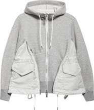 【Sacai】 Sponge Sweat x Nylon Twill Hoodie フーディー Sacai Sponge Sweat x Nylon Twill Hoodie | Nordstrom