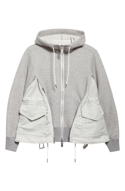 Sacai Sponge Sweat X Nylon Twill Hoodie In Gray