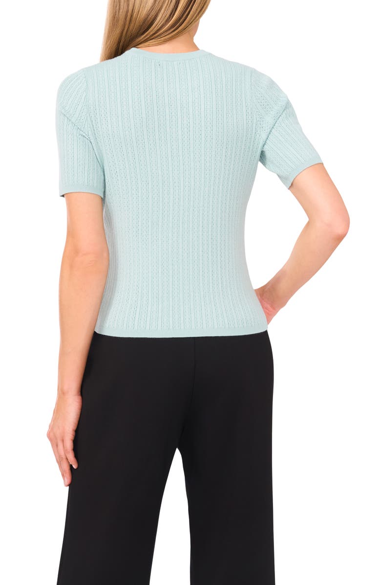 Halogen<sup>®</sup> Pointelle Stitch Short Sleeve Sweater, Alternate, color, Aqua Maligne