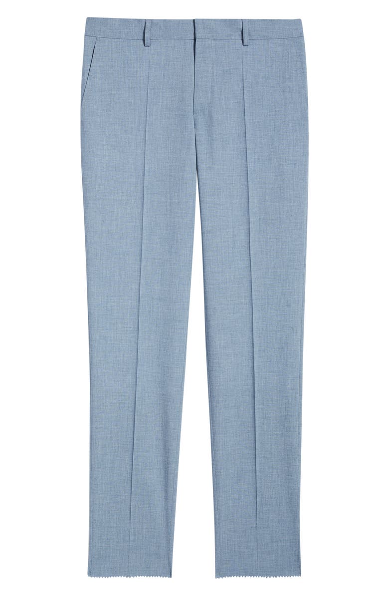 BOSS Genius Slim Fit Flat Front Virgin Wool Blend Dress Pants, Main, color, Open Blue