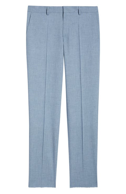 Genius Slim Fit Flat Front Virgin Wool Blend Dress Pants