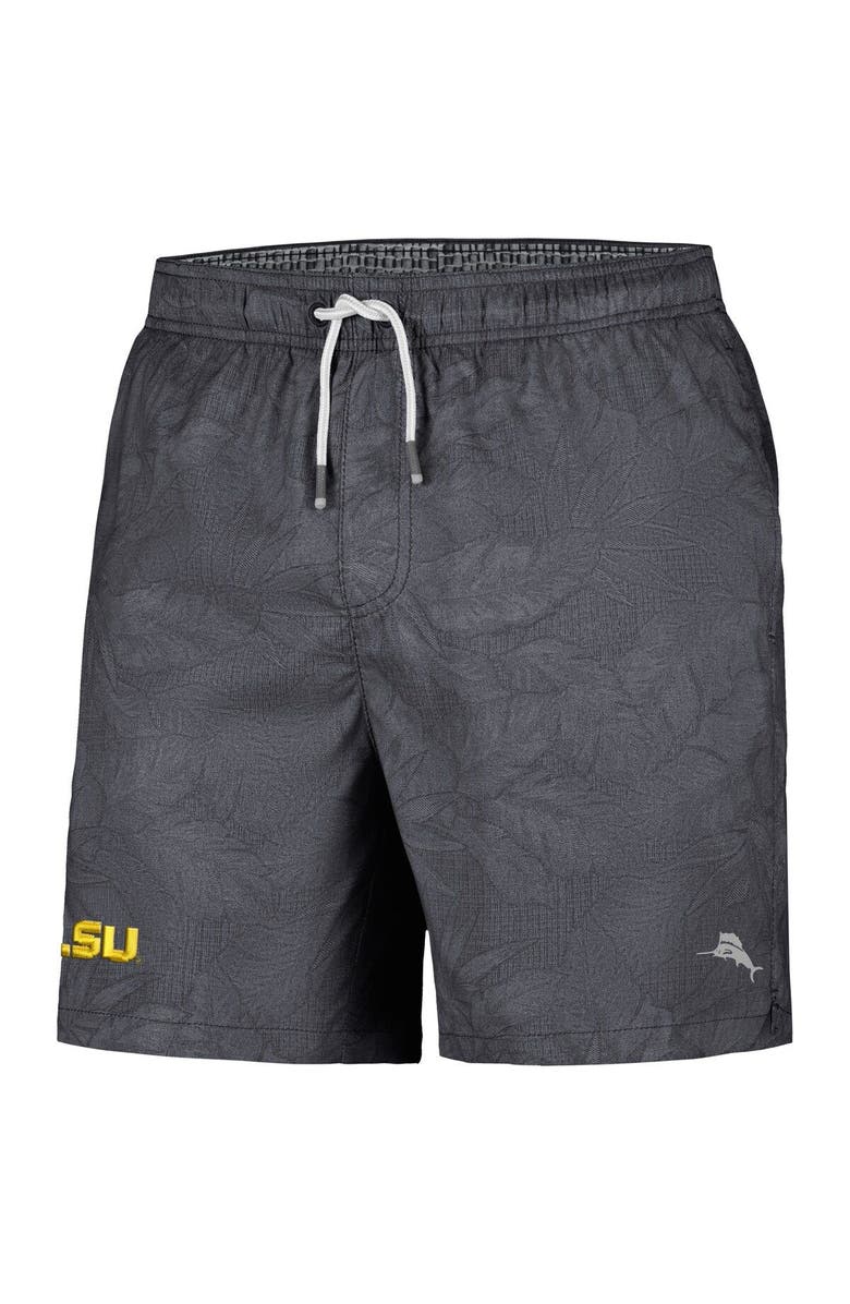 Tommy Bahama Men's Tommy Bahama Black LSU Tigers Naples Layered Leaves Swim Trunks, Alternate, color, 