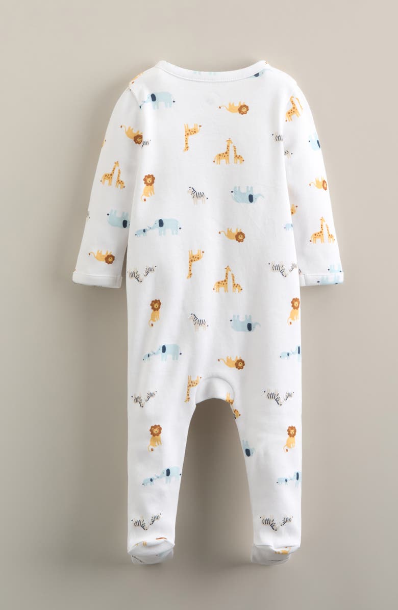Nordstrom Print Zip Cotton Footie, Alternate, color, White Zoo Animals
