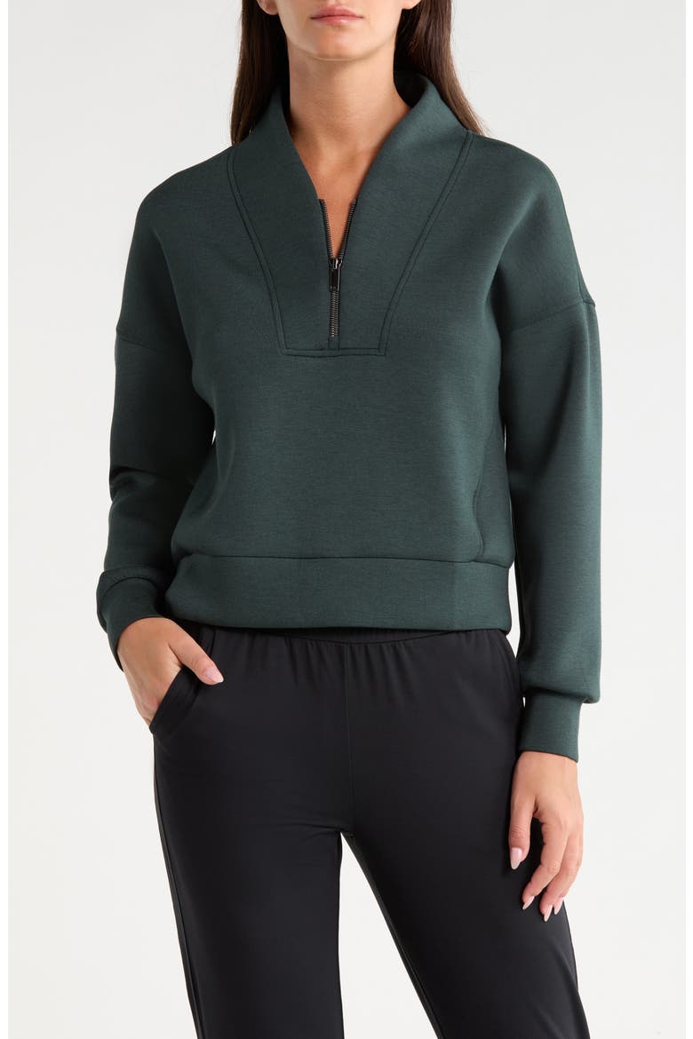 AirEssentials Shawl Collar Quarter Zip Pullover, Main, color, NIGHT FOREST HEATHER