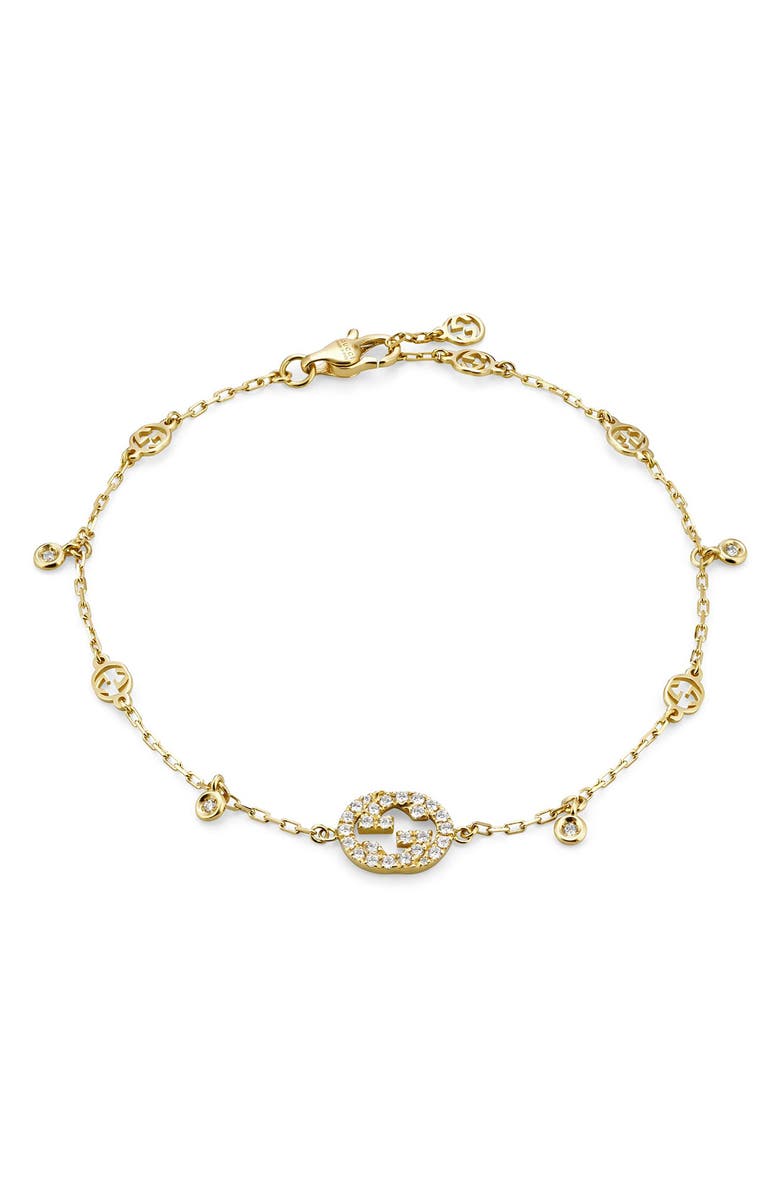 Gucci Interlocking-G Diamond Bracelet, Main, color, Gold