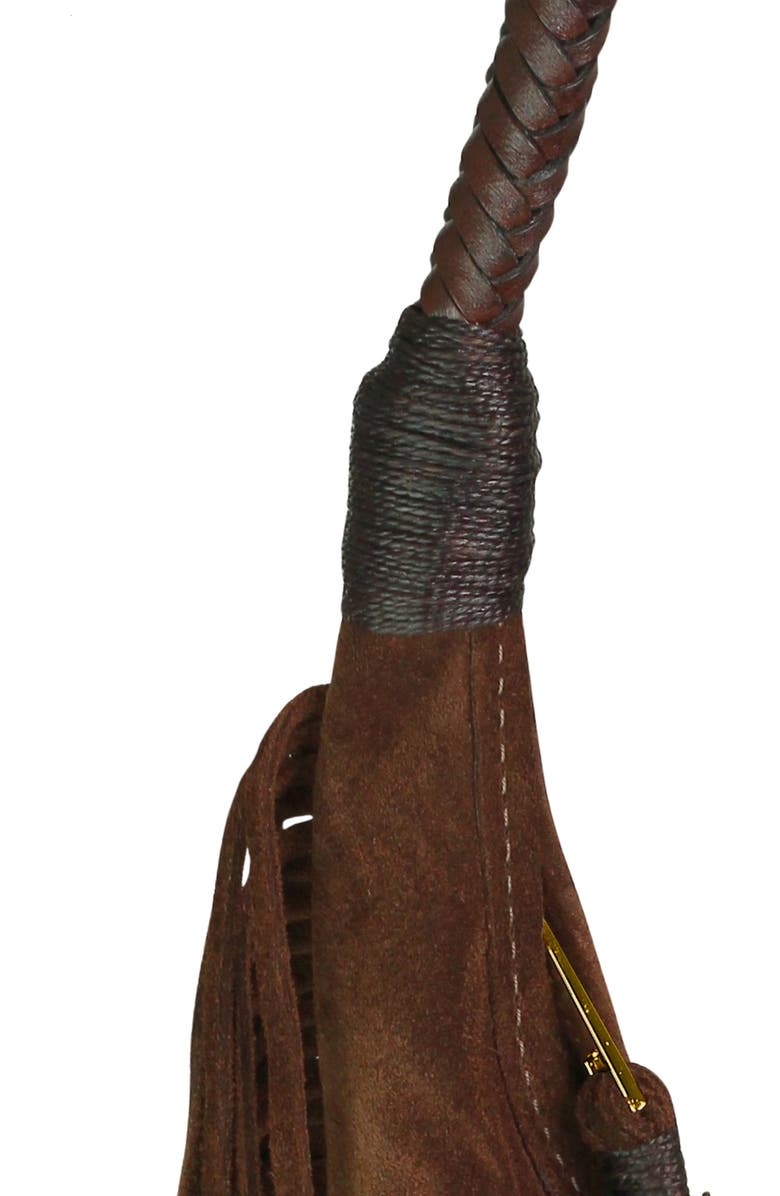Carlos Falchi Fringe Suede Hobo Bag, Alternate, color, Cocoa