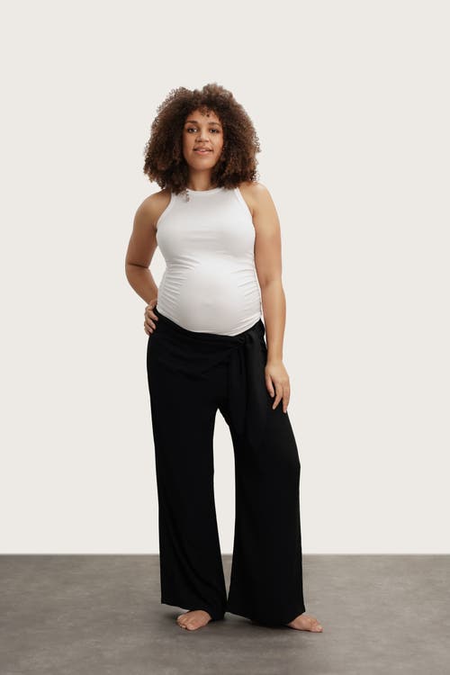 Nom Maternity Easy Wrap Wide Leg Maternity Pants In Black