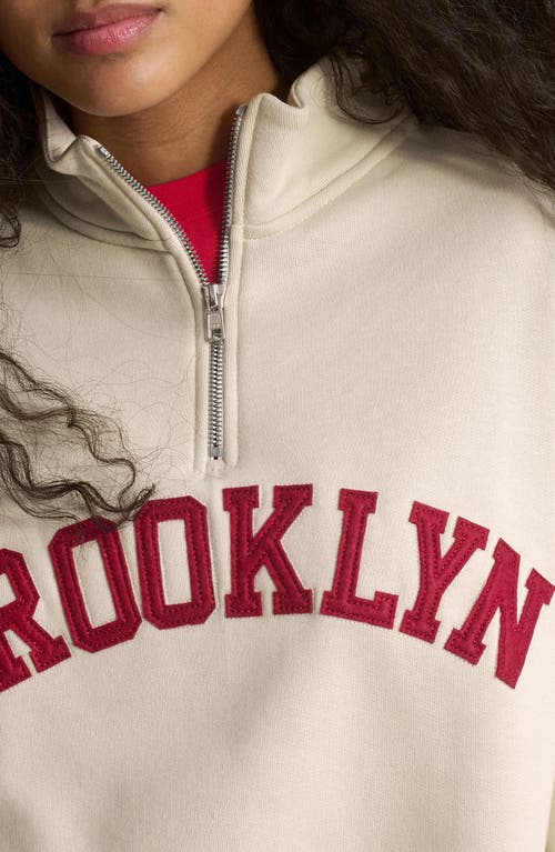 Brooklyn Industries Appliqué Graphic Half-zip Sweatshirt In Neutral
