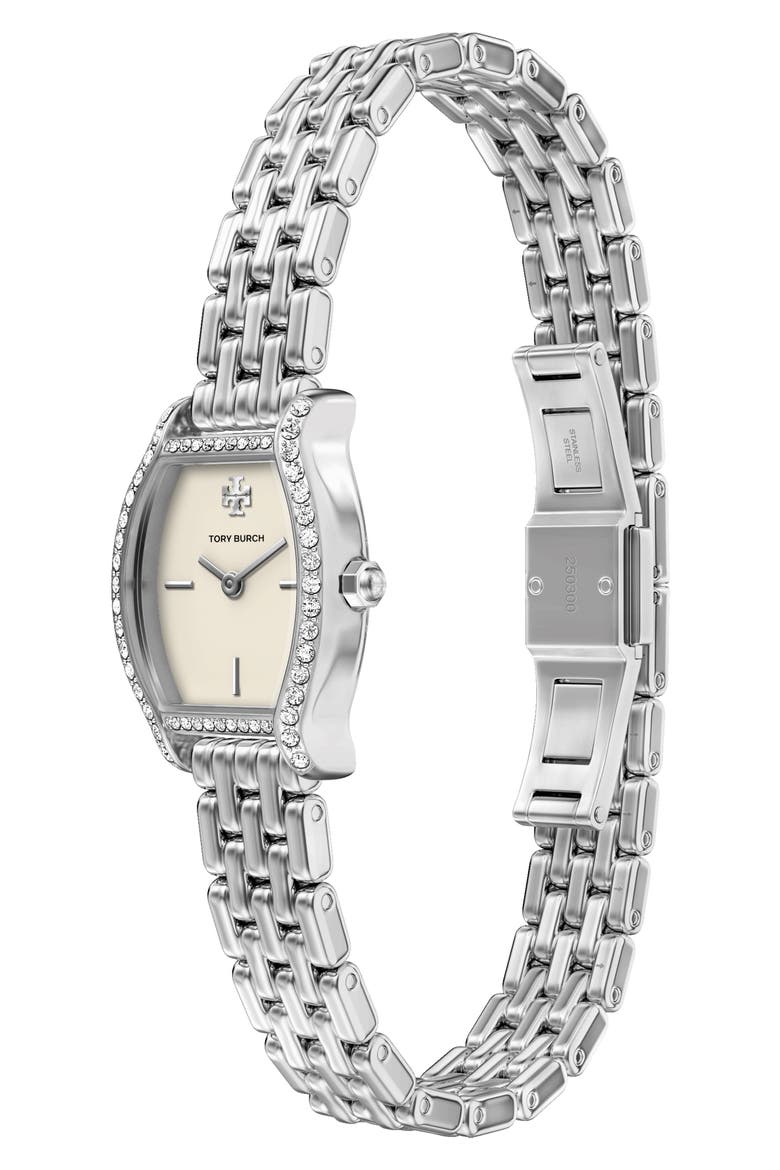 The Eleanor Curve Pavé Bracelet Watch, 19.7mm x 26mm, Alternate, color, SILVER PAVE