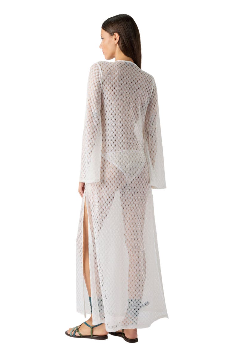 Missoni Long Cover-up Dress In Lamé Viscose With Raschel Workmanship, Alternate, color, White