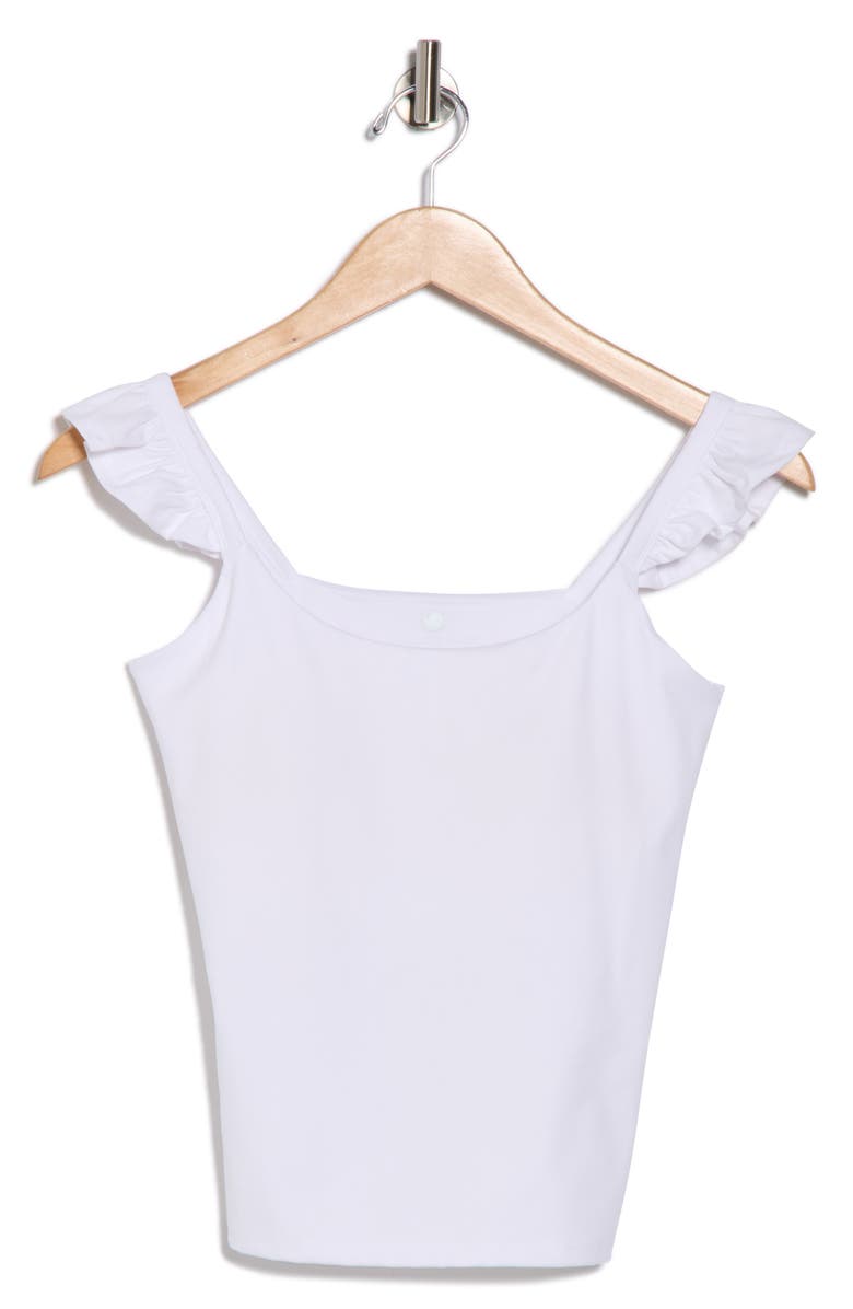 YOGALICIOUS Lux Rosa Ruffle Strap Active Tank, Alternate, color, White