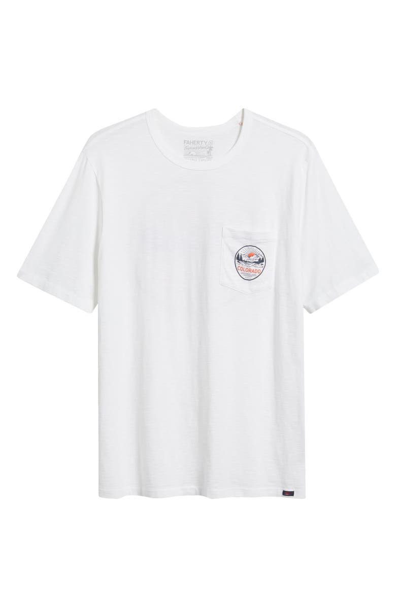 Faherty Sunwashed Colorado Graphic Pocket T-Shirt, Alternate, color, White