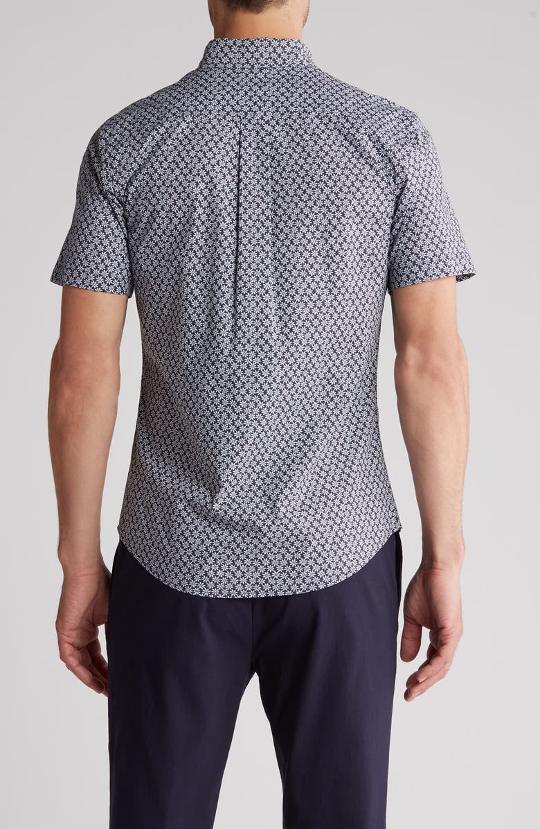 14th & Union Poplin Ditsy Short Sleeve Stretch Cotton Button-Up Shirt, Alternate, color,