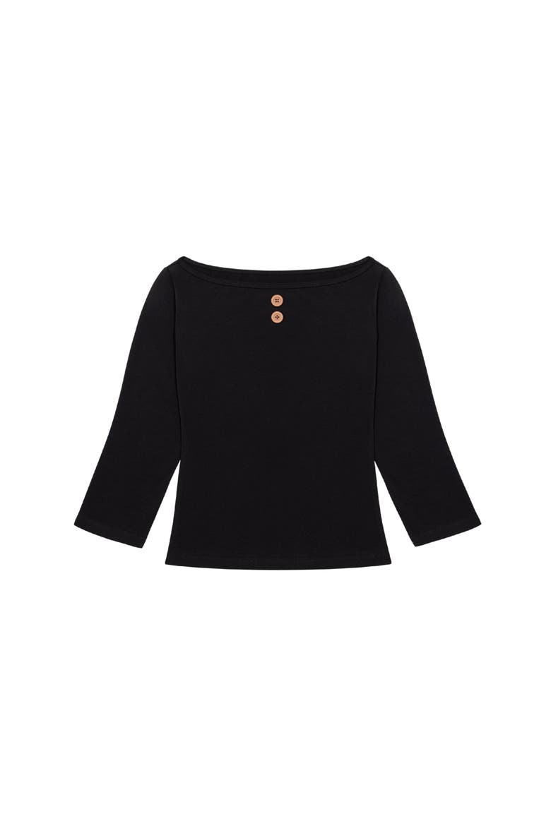 3/4 Sleeve Boat Neck Top, Main, color, Black