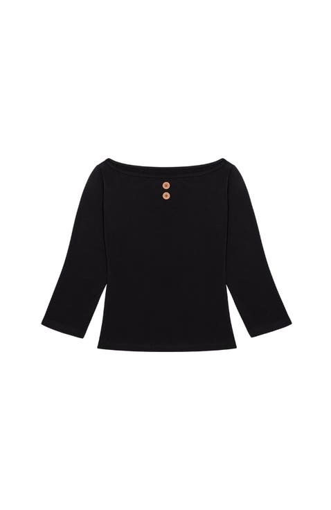 3/4 Sleeve Boat Neck Top