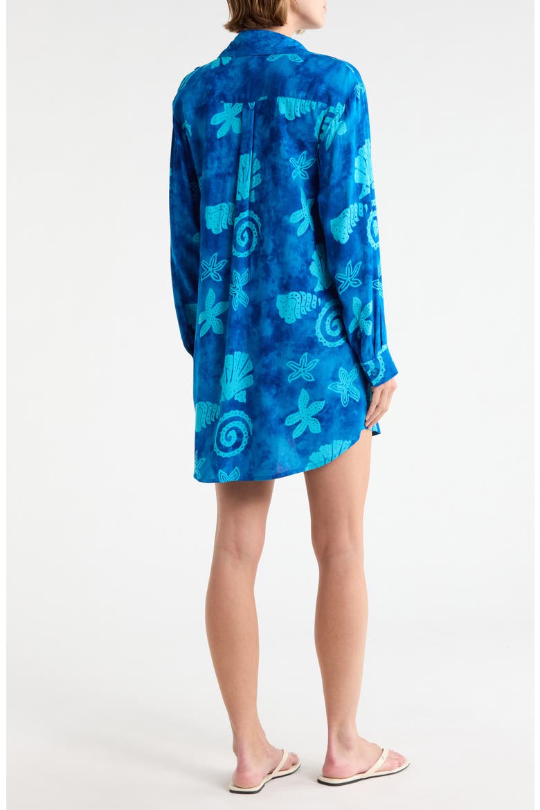 Long Sleeve Cover-Up Button-Up Shirt, Alternate, color, BLUE OCEAN