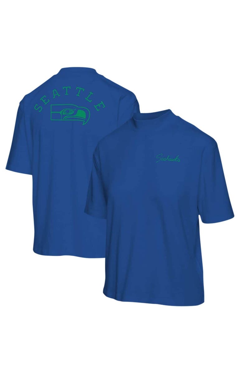Junk Food Women's Junk Food Royal Seattle Seahawks Half-Sleeve Mock Neck T-Shirt, Main, color,