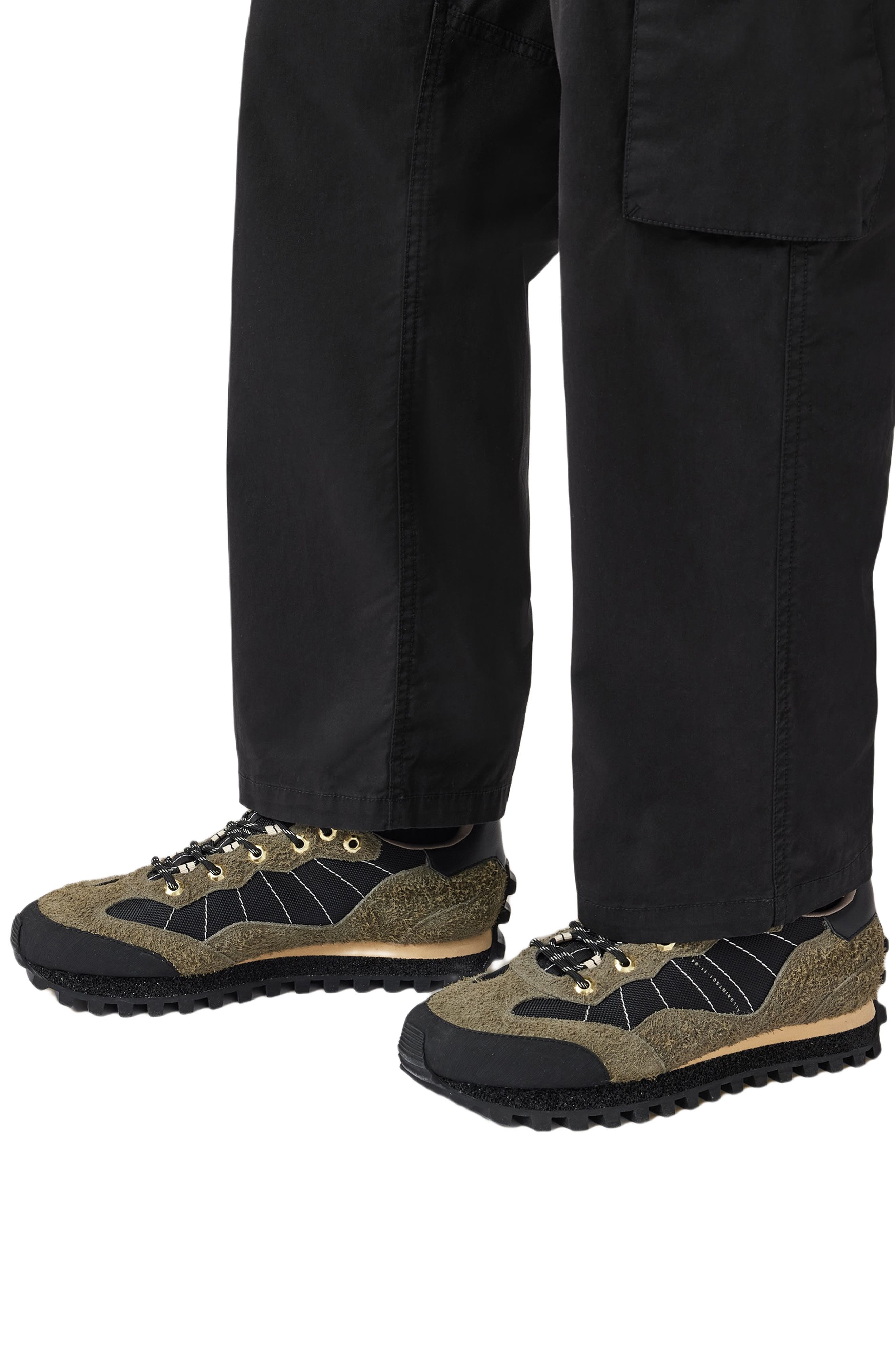 AllSaints Nevis Cleated Sneaker, Alternate, color, Khaki Green/ Black