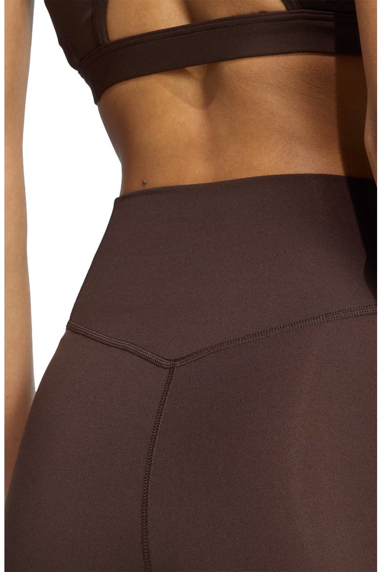 Optime Essentials 3-Stripes High Waist Flare Leggings, Alternate, color, AURORA COFFEE/ WHITE