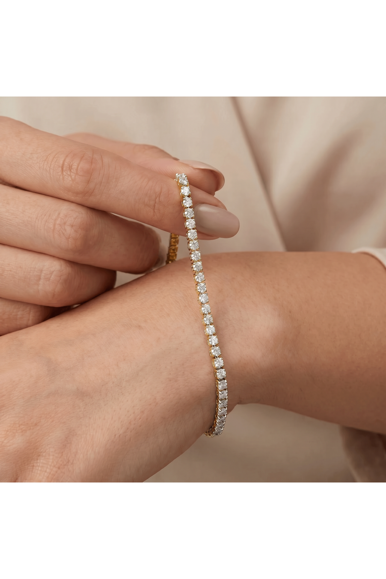 2 Ct Lab Grown Diamond Tennis Bracelet 7" 14k Gold, Alternate, color, 14k Yellow Gold