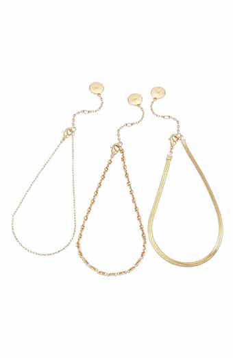 Vince Camuto Set of 3 Goldtone Crystal Chain Anklets
