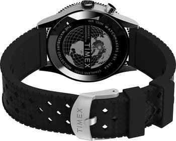 Waterbury Traditional GMT Rubber Strap Watch, 39mm