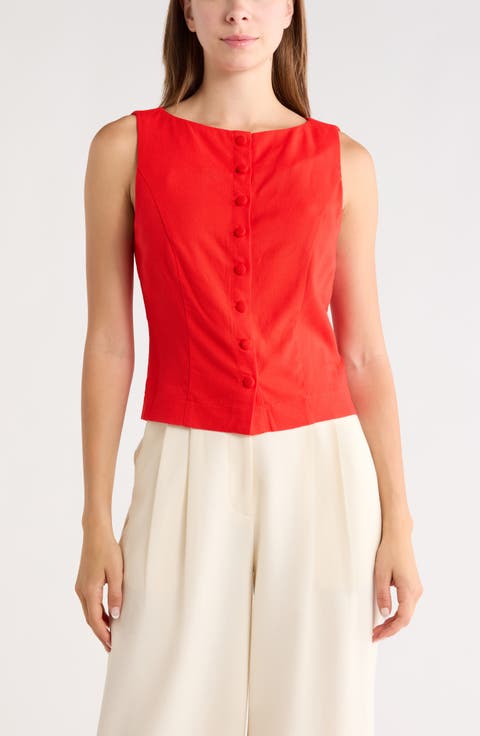 Linen Blend Vest Top