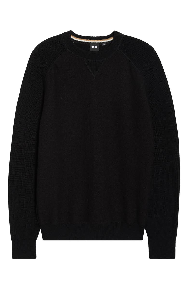 BOSS Hero Wool Crewneck Sweater, Alternate, color, Black