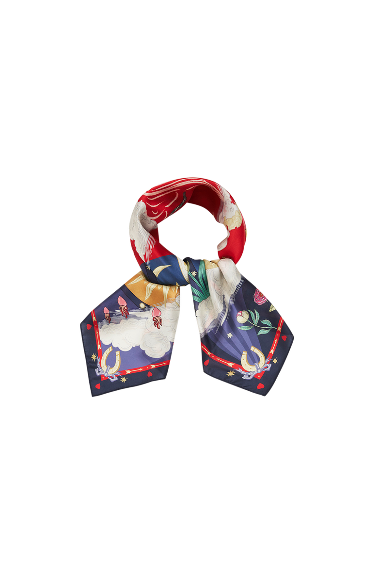 Freya's Heart Story Square Scarf, Alternate, color, Navy