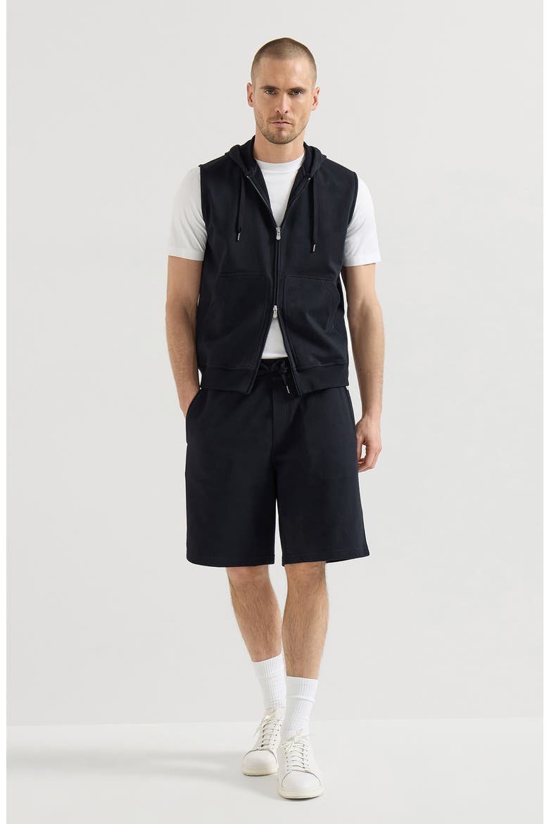 Techno cotton French terry Bermuda shorts, Alternate, color, Black