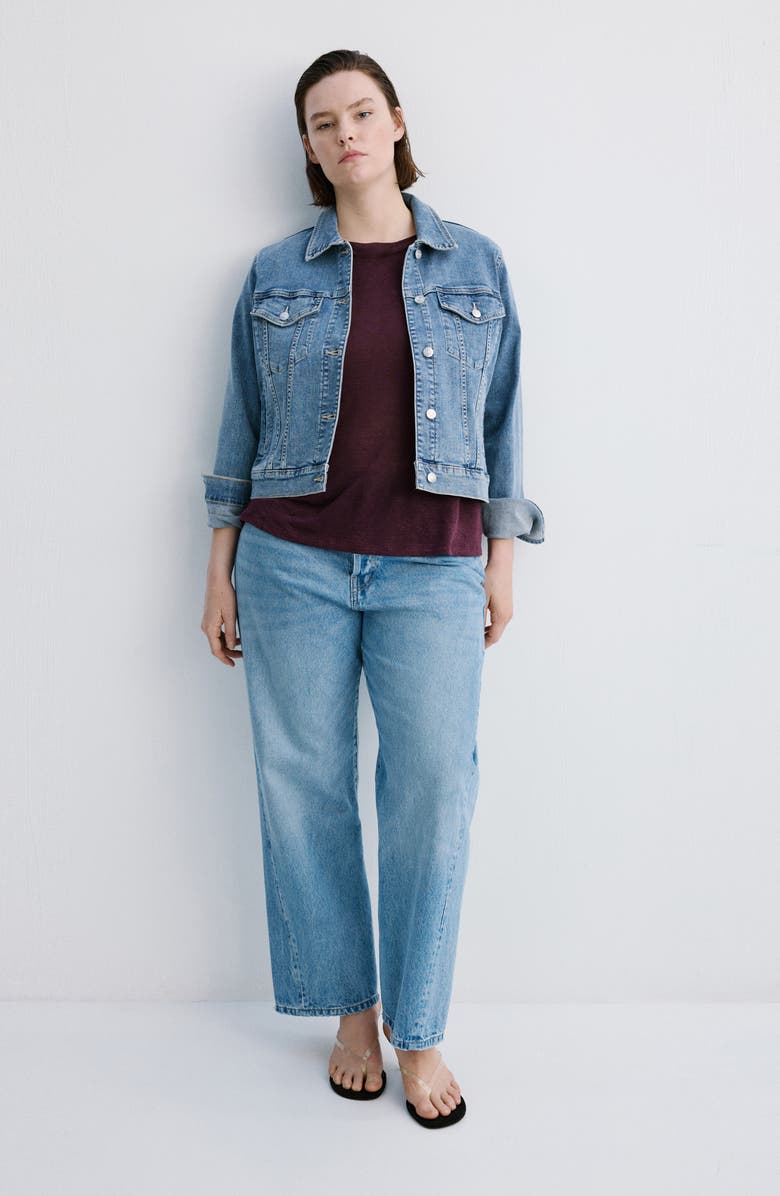 MANGO Linen T-Shirt, Alternate, color, Wine