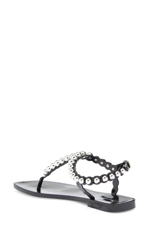 Jeffrey Campbell Pearlesque Imitation Pearl Ankle Strap Sandal In Black Shiny Silver