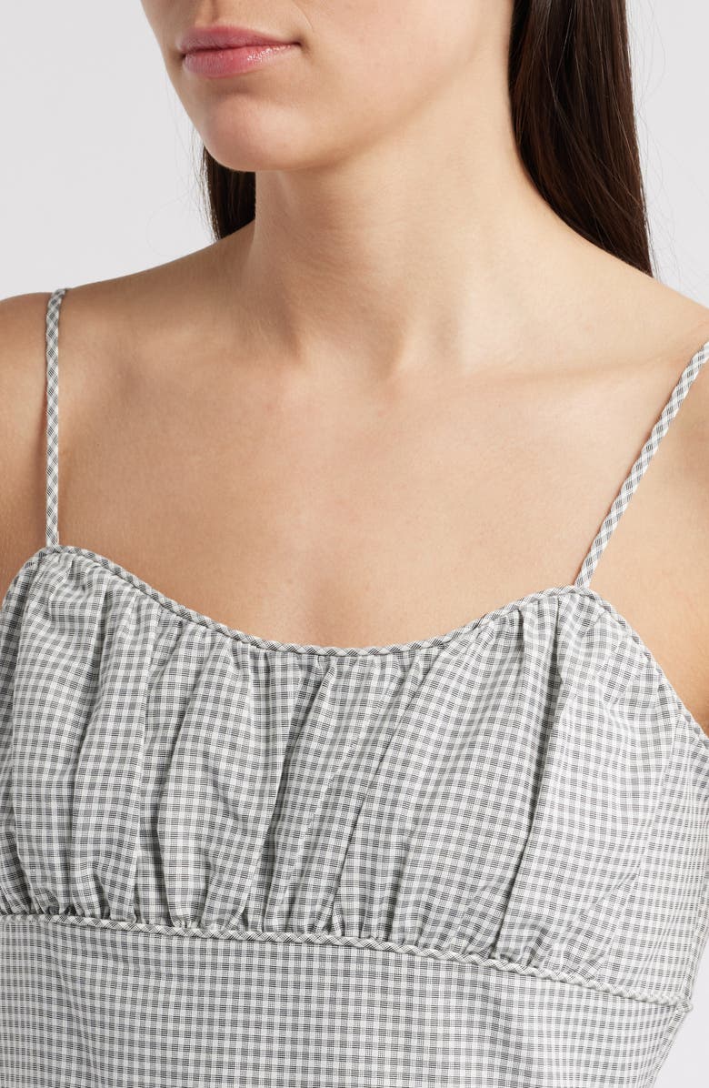 Charles Henry Check Tiered Midi Dress, Alternate, color, Ivory Black Seersucker