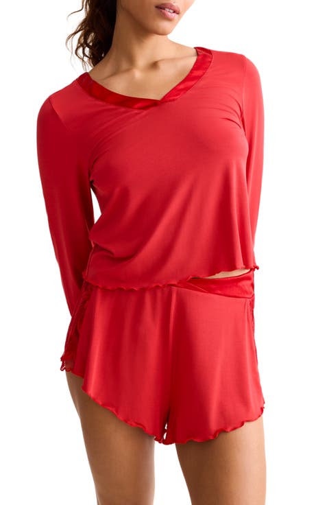 Parisian Nights Lace Trim Short Pajamas