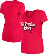 New Era Women's New Era Scarlet San Francisco 49ers Enzyme Wash Low V-Neck T-Shirt