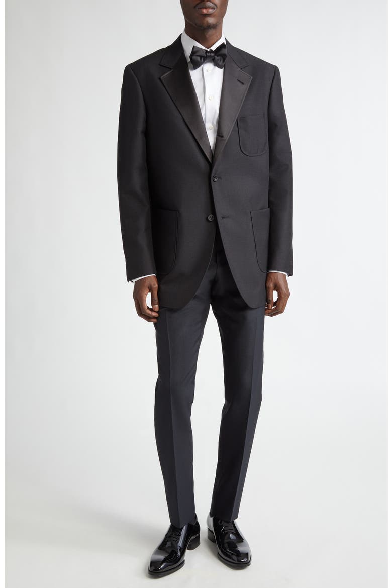 Unstructured Wool & Mohair Tuxedo Jacket, Alternate, color, BLACK