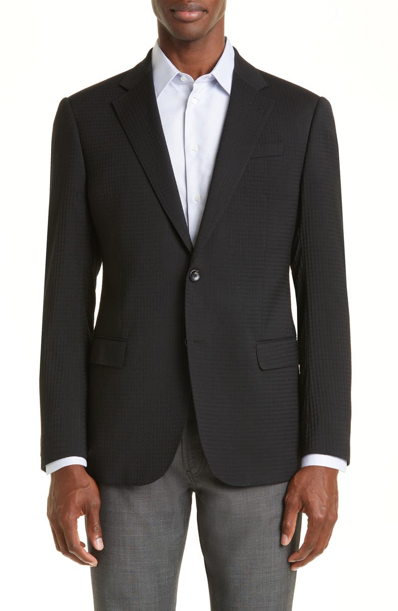 Emporio Armani G-Line Textured Box Stretch Virgin Wool Sport Coat, Main, color,